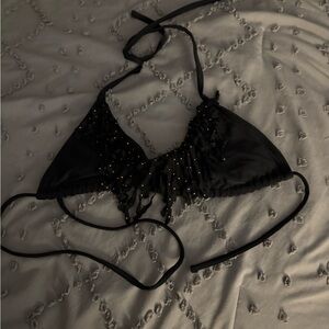 Xhilaration Black Beaded Bikini Top